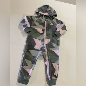PUMA Girl Toolder Camouflage Zip Up One-Piece Hoodie One Piece  12Months